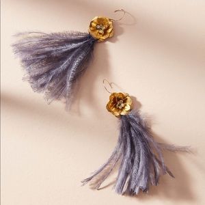 Anthropologie feather and flower drop earrings